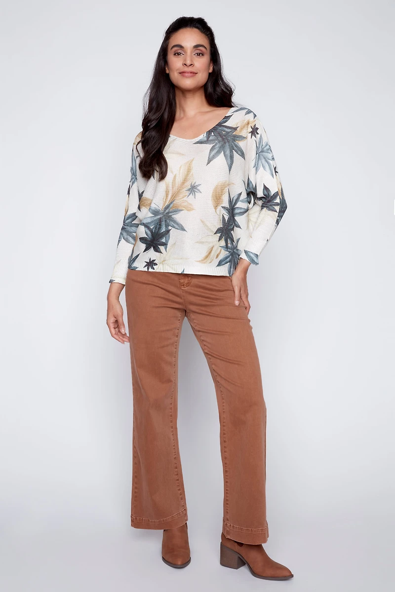 Leaf print sweater