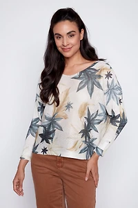 Leaf print sweater
