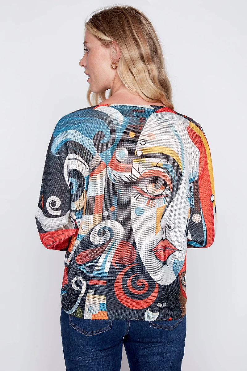 Abstract lady face sweater
