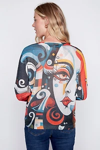 Abstract lady face sweater