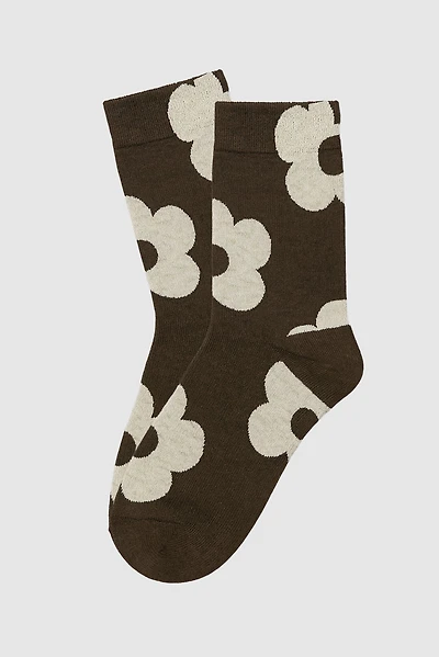 Large daisy print socks