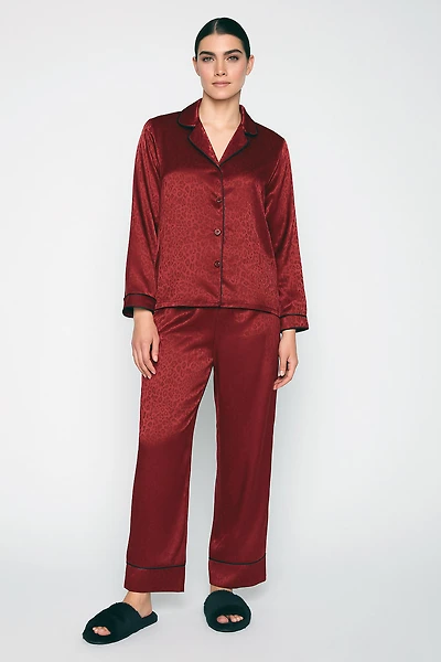 Animal print satin pyjama set