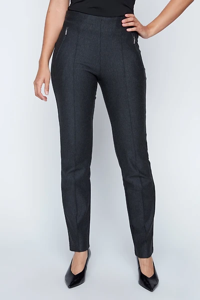 High rise pintuck detail pant