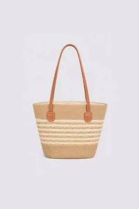 Textured straw tote bag