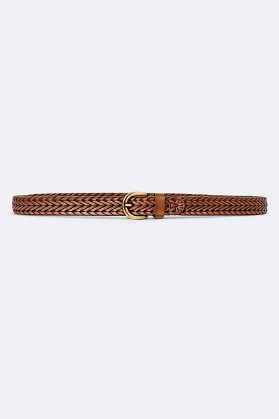 Woven leather belt