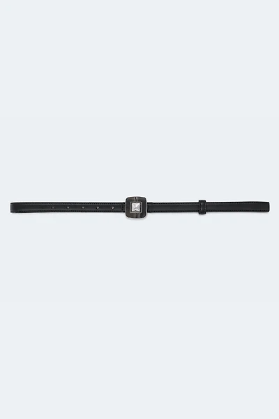 Skinny belt with diamond buckle detail