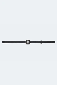 Skinny belt with diamond buckle detail