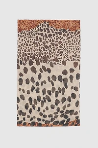 Animal color block print scarf