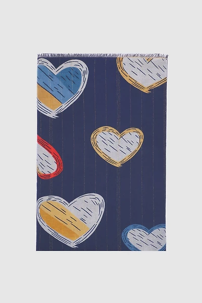 Hearts with lurex print scarf