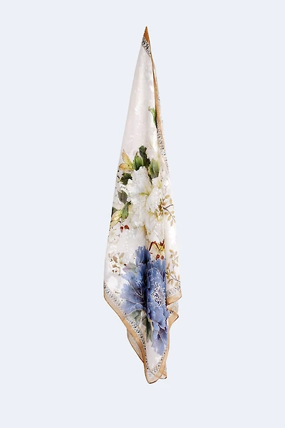 Jacquard multi floral design scarf