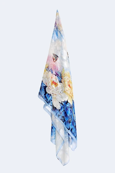 Jacquard floral with butterfly design scarf