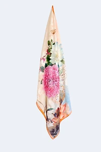 L'écharpe à motif abstrait de fleurs et papillons en jacquard