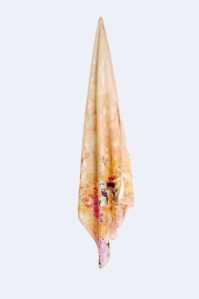 Jacquard peacock design scarf