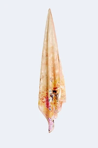 Jacquard peacock design scarf