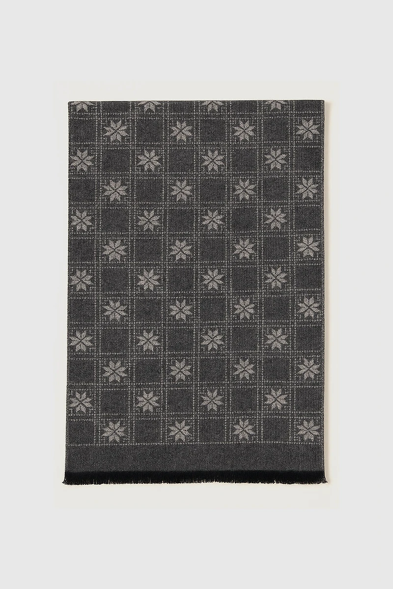 Snowflake print narrow scarf