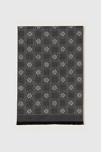 Snowflake print narrow scarf