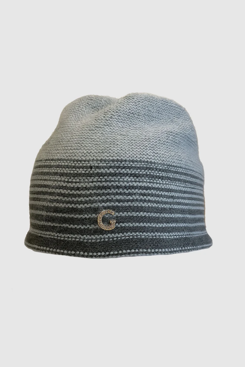 Knit hat with stripe trim