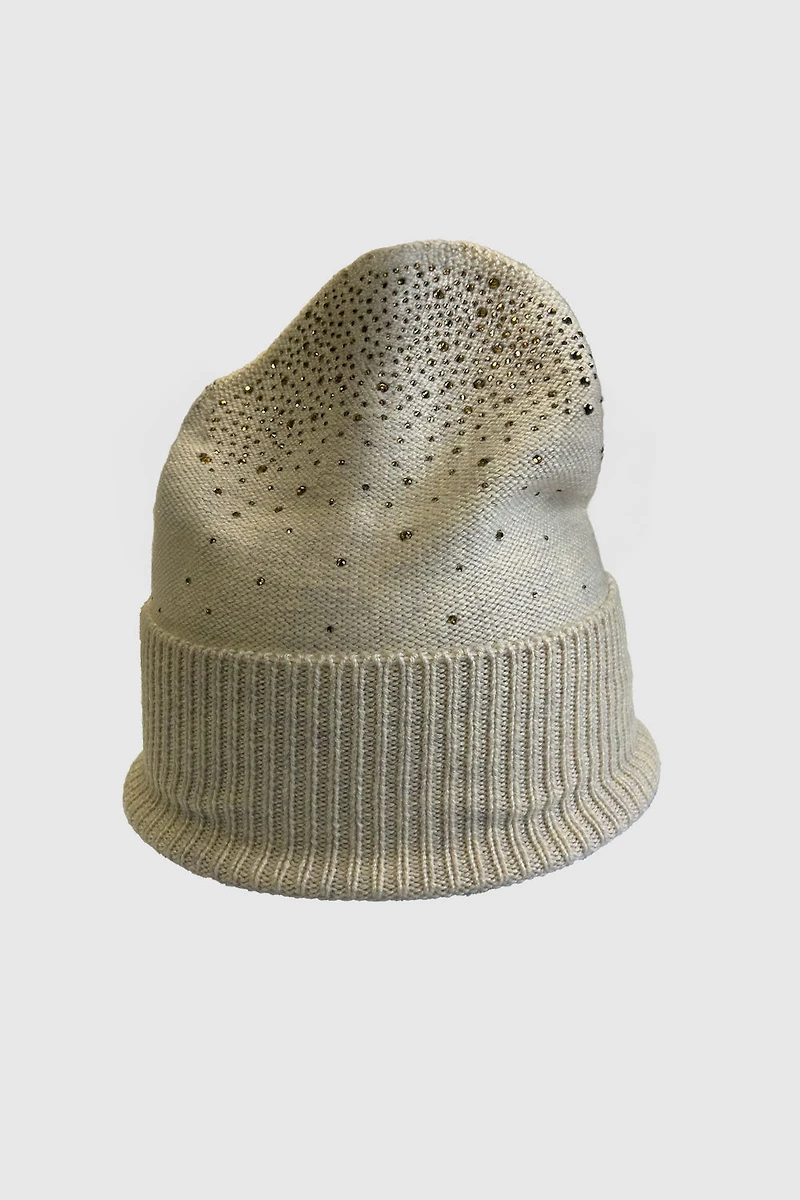 Knit hat with rhinestone detail