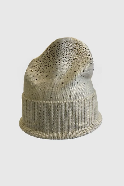 Knit hat with rhinestone detail