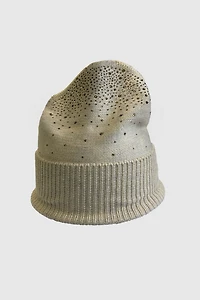 Knit hat with rhinestone detail