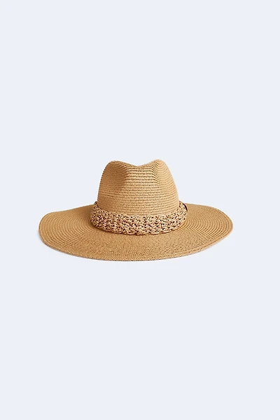 Le chapeau de soleil à large bord avec bordure en crochet