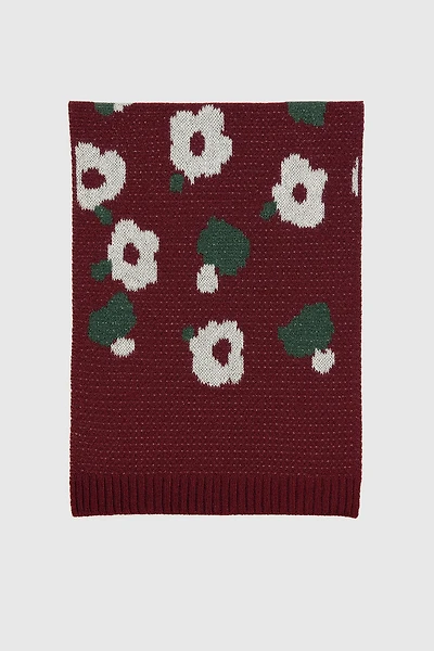 Floral knit scarf