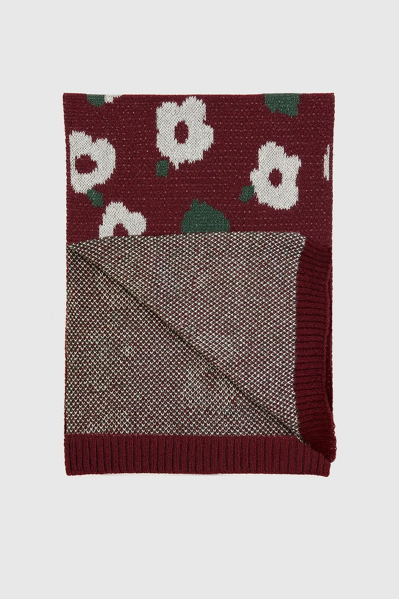 Floral knit scarf