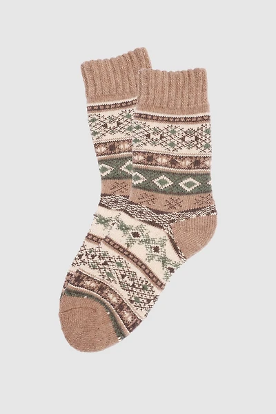 Nordic knit print socks