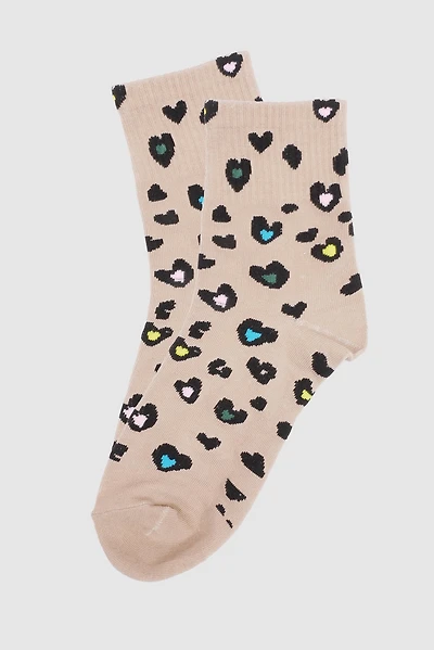 Colorful hearts print socks