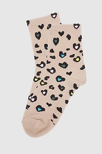 Colorful hearts print socks