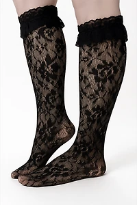 Lace ruffle trim ankle socks