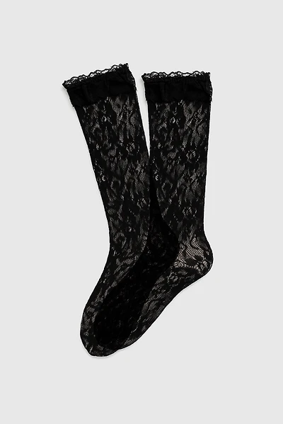 Lace ruffle trim ankle socks