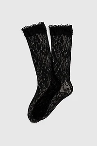 Lace ruffle trim ankle socks