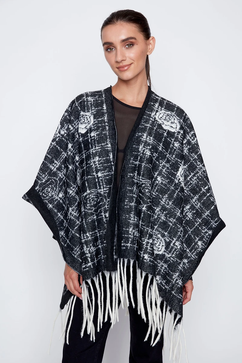 Plaid cape with roses design