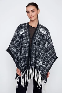 Plaid cape with roses design