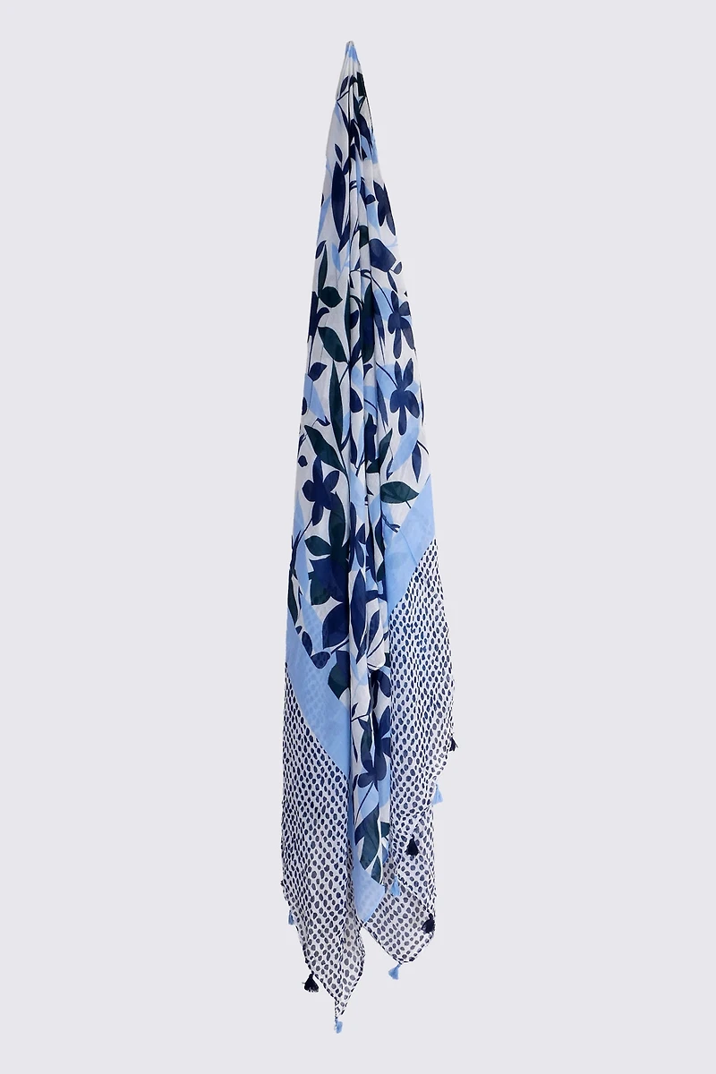 Abstract dot and leaf print scarf