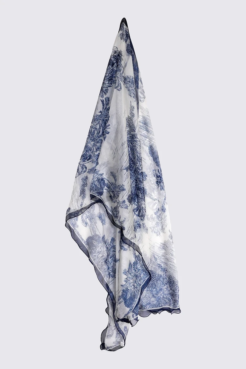 Timeless blue floral scarf