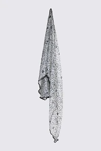 Black and white botanical scarf