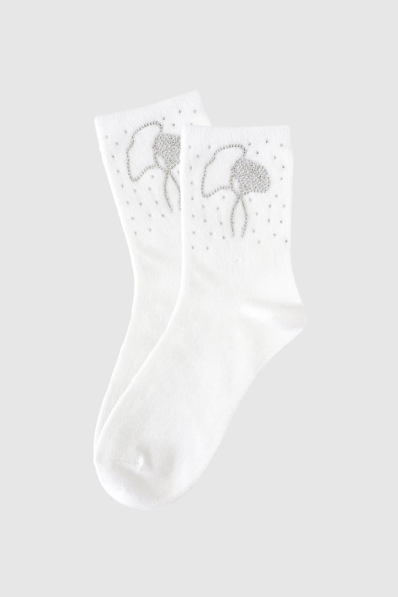 Abstract flower embroidered socks