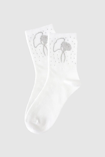 Abstract flower embroidered socks