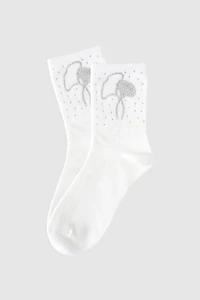 Abstract flower embroidered socks