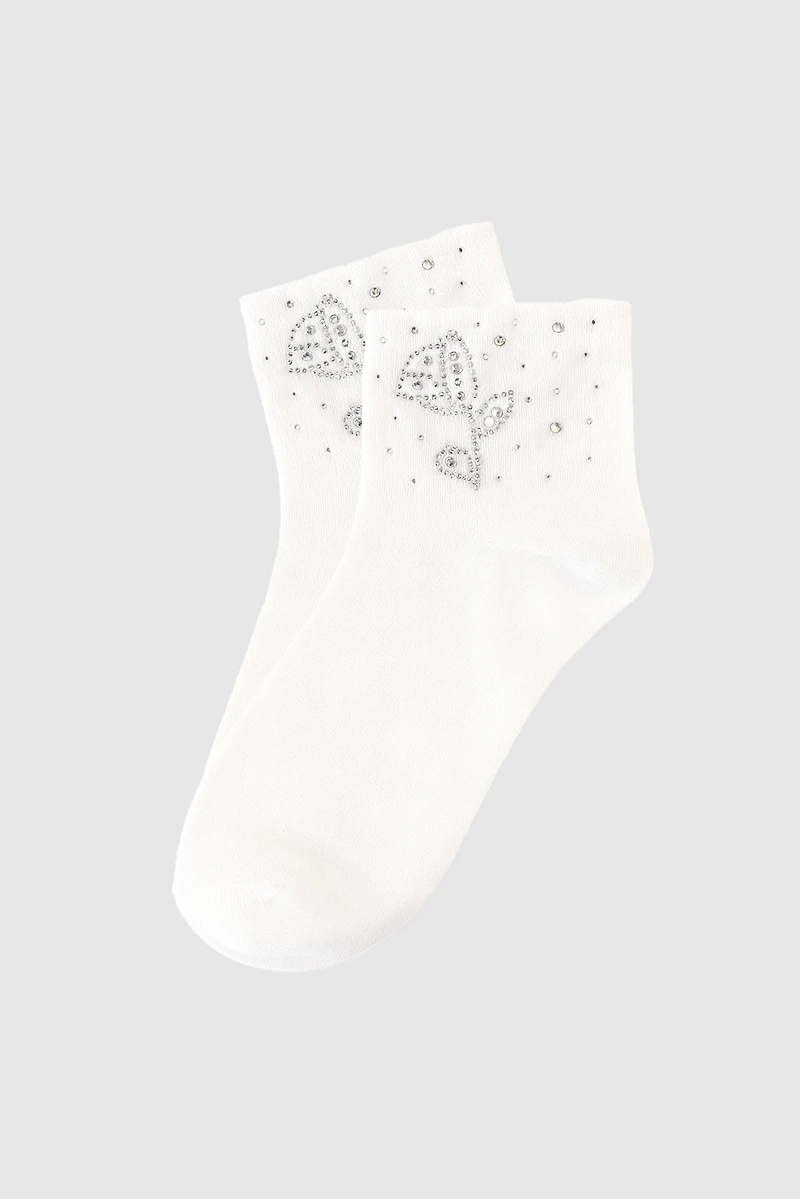 Rose embroidered ankle socks