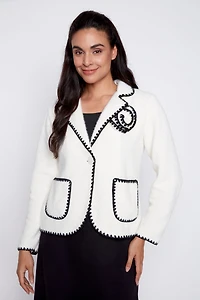 Contrast trim eyelash blazer
