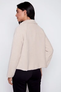 Notch collar eyelash blazer