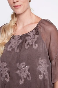 Leaf embroidery tunic