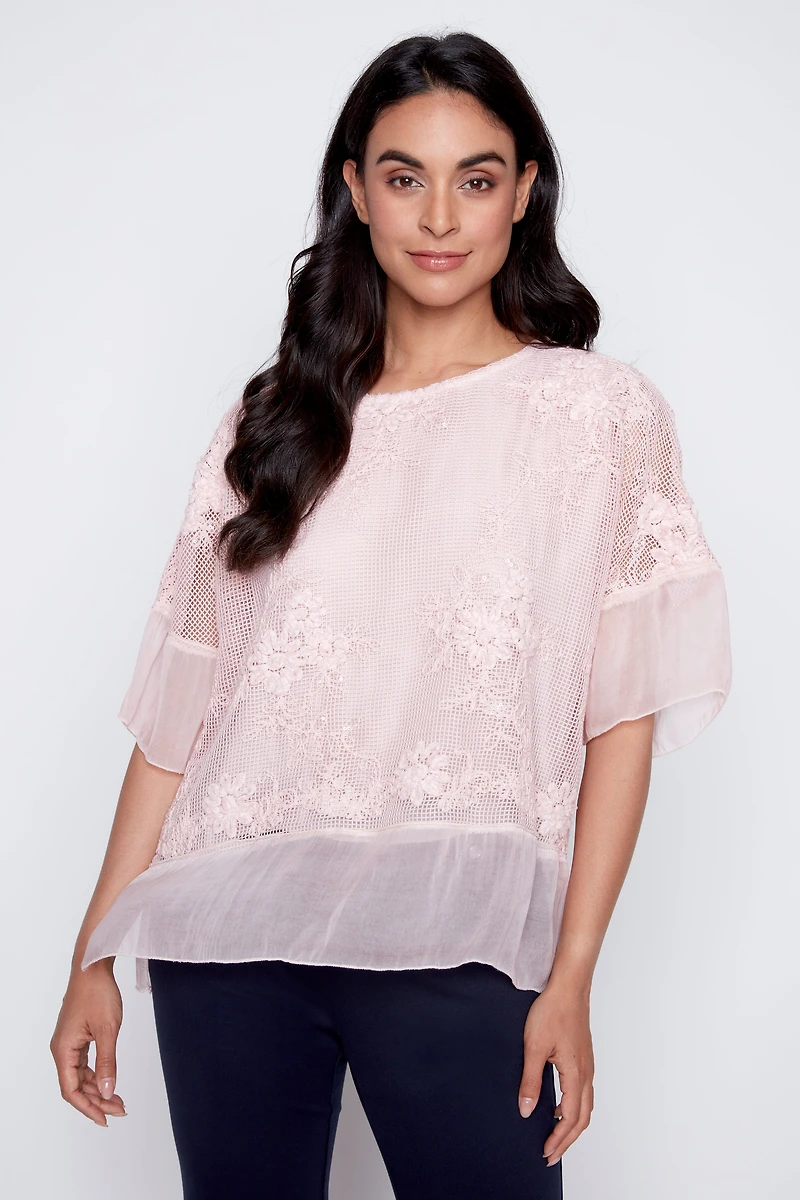 Crochet floral tunic