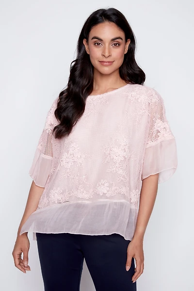 Crochet floral tunic