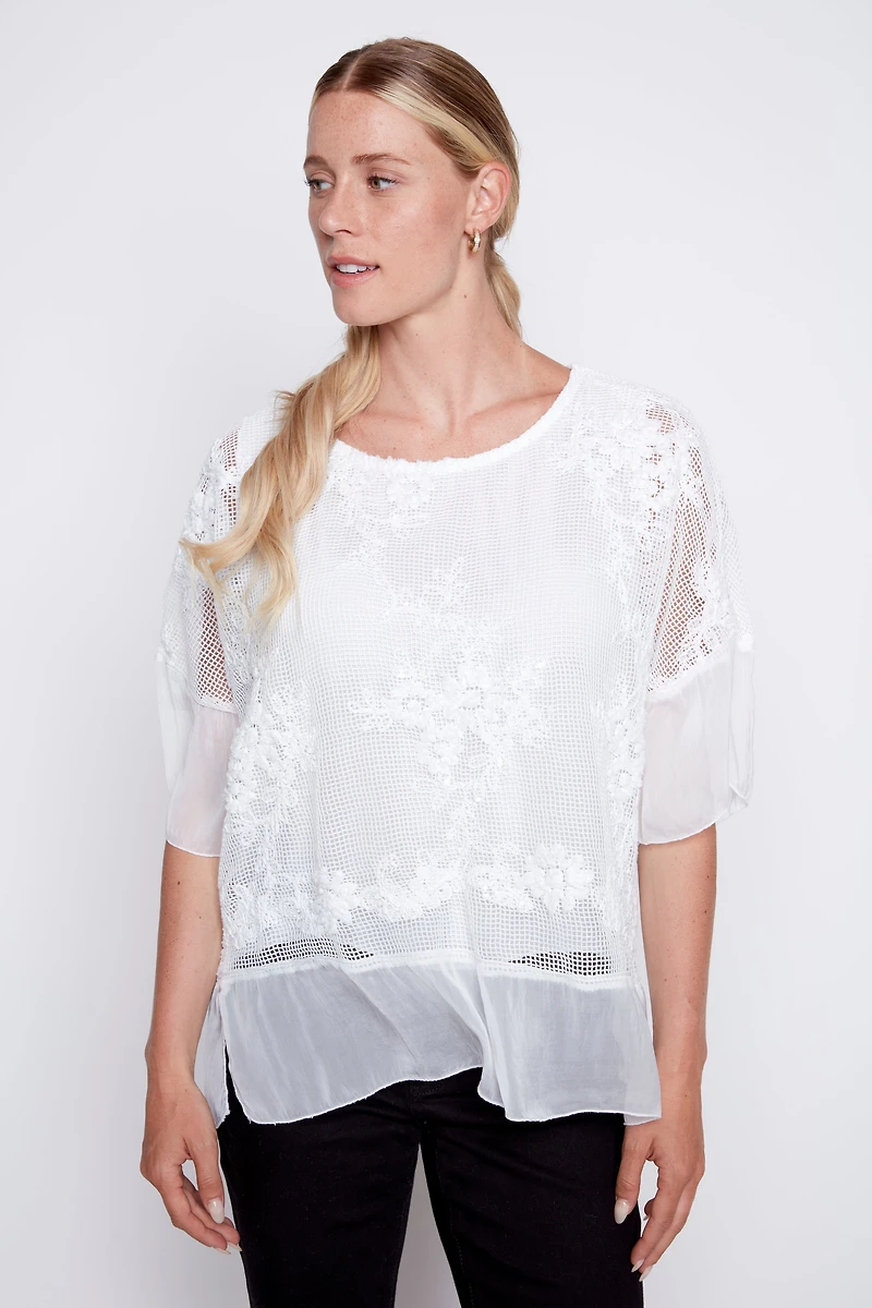 Crochet floral tunic