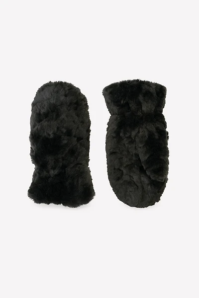 Solid faux fur mitt