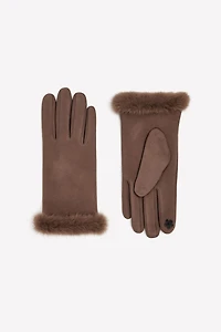 Solid gloves with faux fur trim